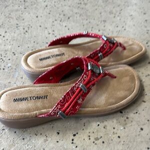 Minnetonka Red Bandana Sandals